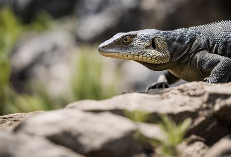 Monitore Lizard: Discover a Reptile with Striking Camouflage that Perfectly Blends into its Rocky Surroundings!